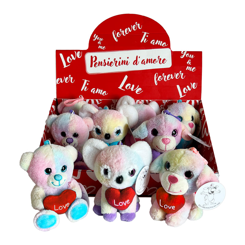 PELUCHE ANIMALETTO COLORS CON CUORE 12CM