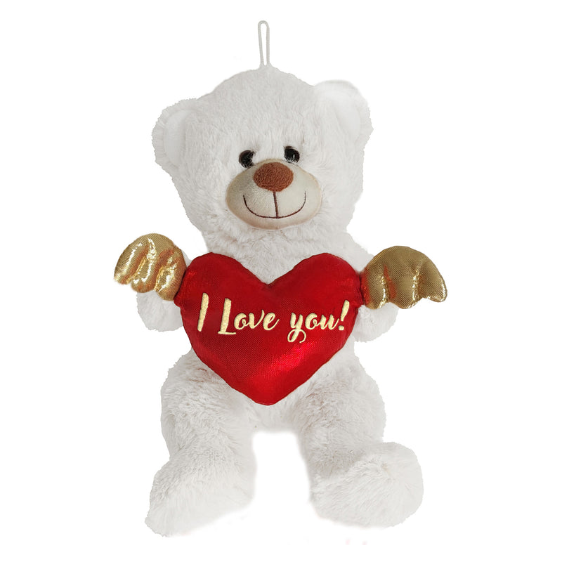 PELUCHE ORSO CON CUORE CON ALI E SUONO 30CM