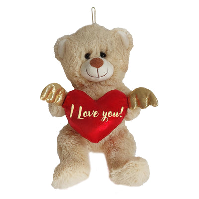 PELUCHE ORSO CON CUORE CON ALI E SUONO 30CM