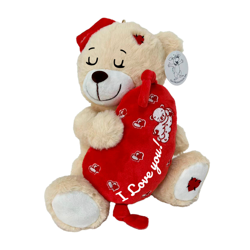 PELUCHE ORSETTO CON CUSCINO I LOVE YOU 26CM