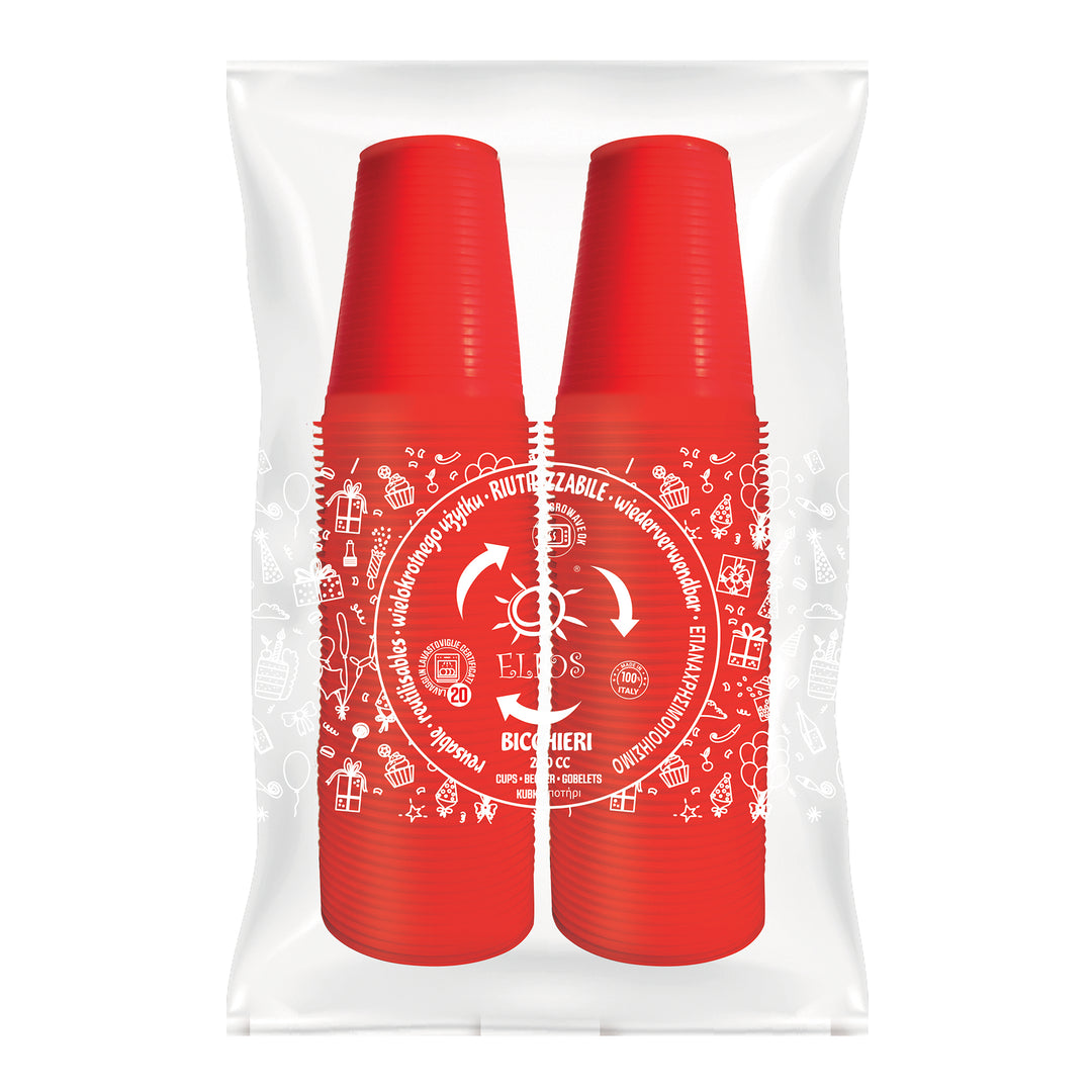 96 BICCHIERI 200ML RIUTILIZZABILI ROSSI IN PP