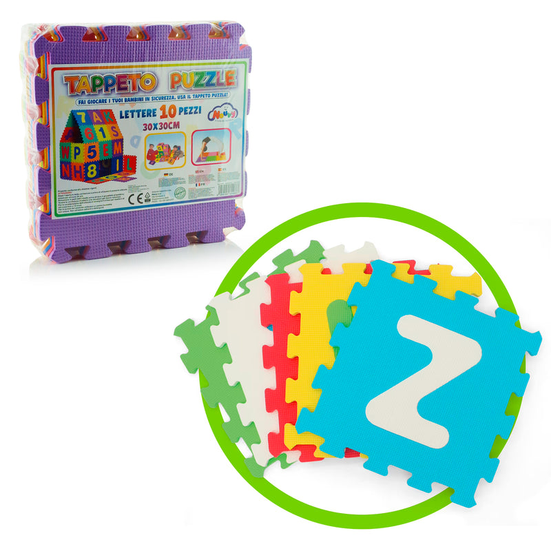 TAPPETO PUZZLE LETTERE 10PZ 9MM 29X29CM