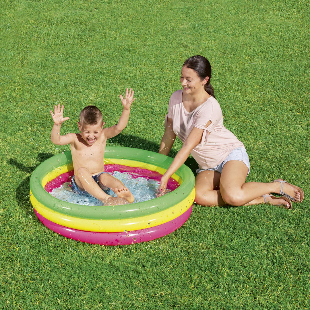 BW51104 PISCINA SWIM SQUAD 3 ANELLI CON FONDO GONFIABILE 102X25CM