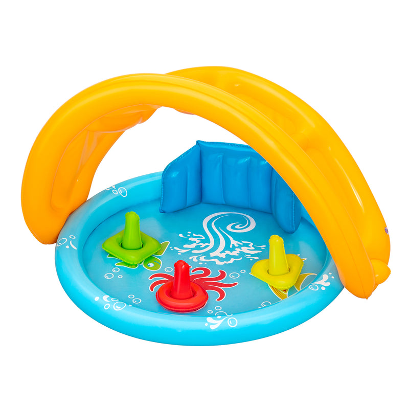 BW52568 PISCINA GIOCO LIL SEASHAPERS CON SCHIENALE E PARASOLE 115X89X76CM