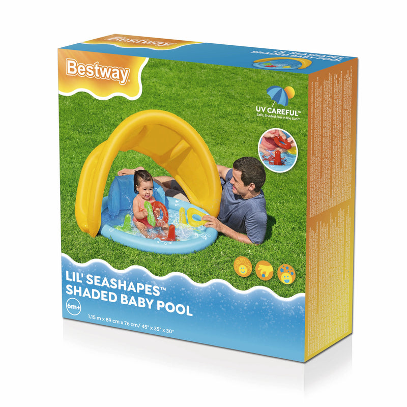 BW52568 PISCINA GIOCO LIL SEASHAPERS CON SCHIENALE E PARASOLE 115X89X76CM