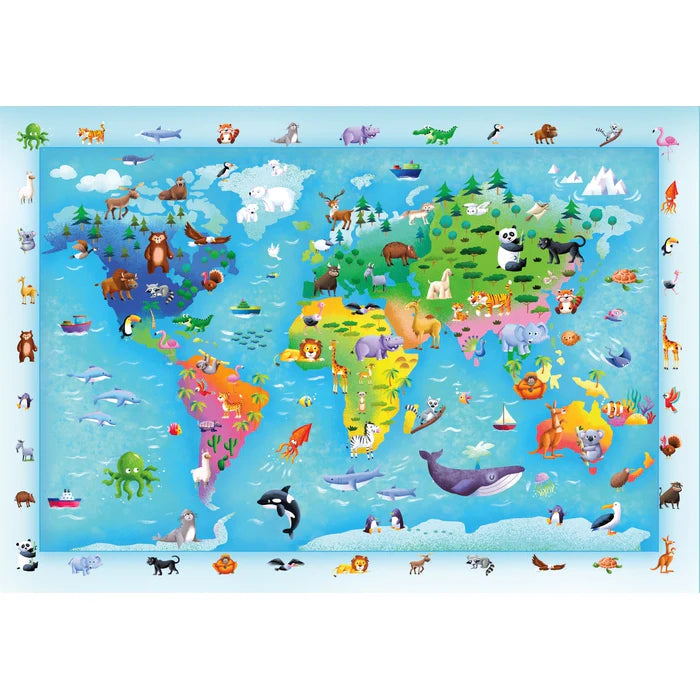 PUZZLE WILDLIFE MAP - 60 PEZZI MAXI
