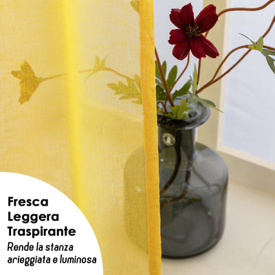 COPPIA TENDE FILTRANTI FANTASIA NATURA TONO SU TONO 2X70X235CM GIALLO