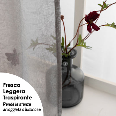 COPPIA TENDE FILTRANTI FANTASIA NATURA TONO SU TONO 2X70X235CM GRIGIO