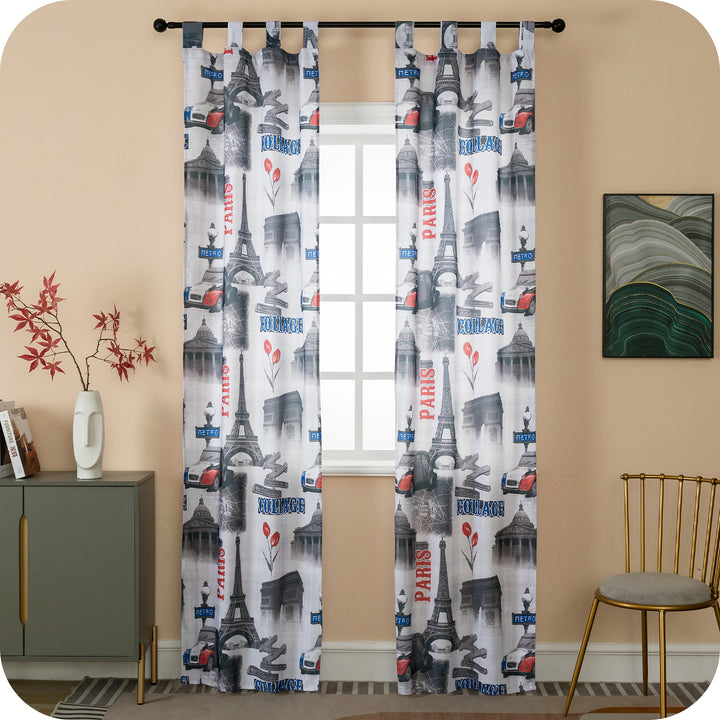 COPPIA TENDE SEMI COPRENTI STAMPA VINTAGE 2X70X240CM PARIGI