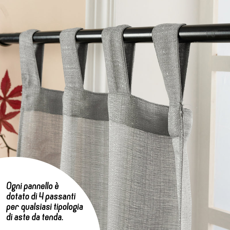 COPPIA TENDE SEMI COPRENTI IN TINTA UNITA 2X70X235CM GRIGIO