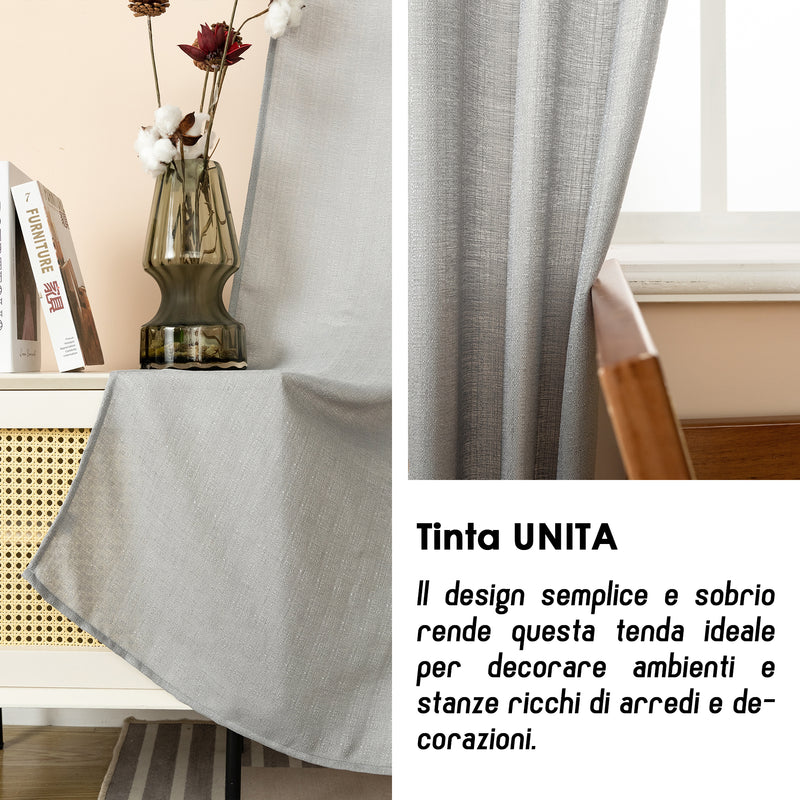 COPPIA TENDE SEMI COPRENTI IN TINTA UNITA 2X70X235CM GRIGIO