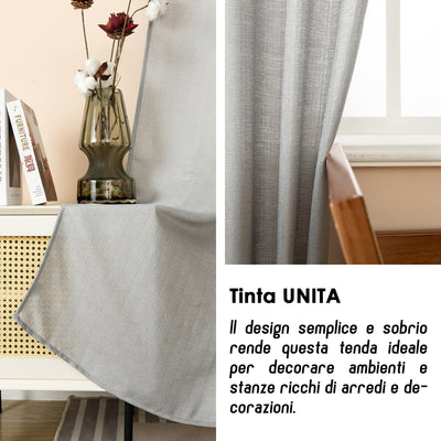 COPPIA TENDE SEMI COPRENTI IN TINTA UNITA 2X70X145CM GRIGIO