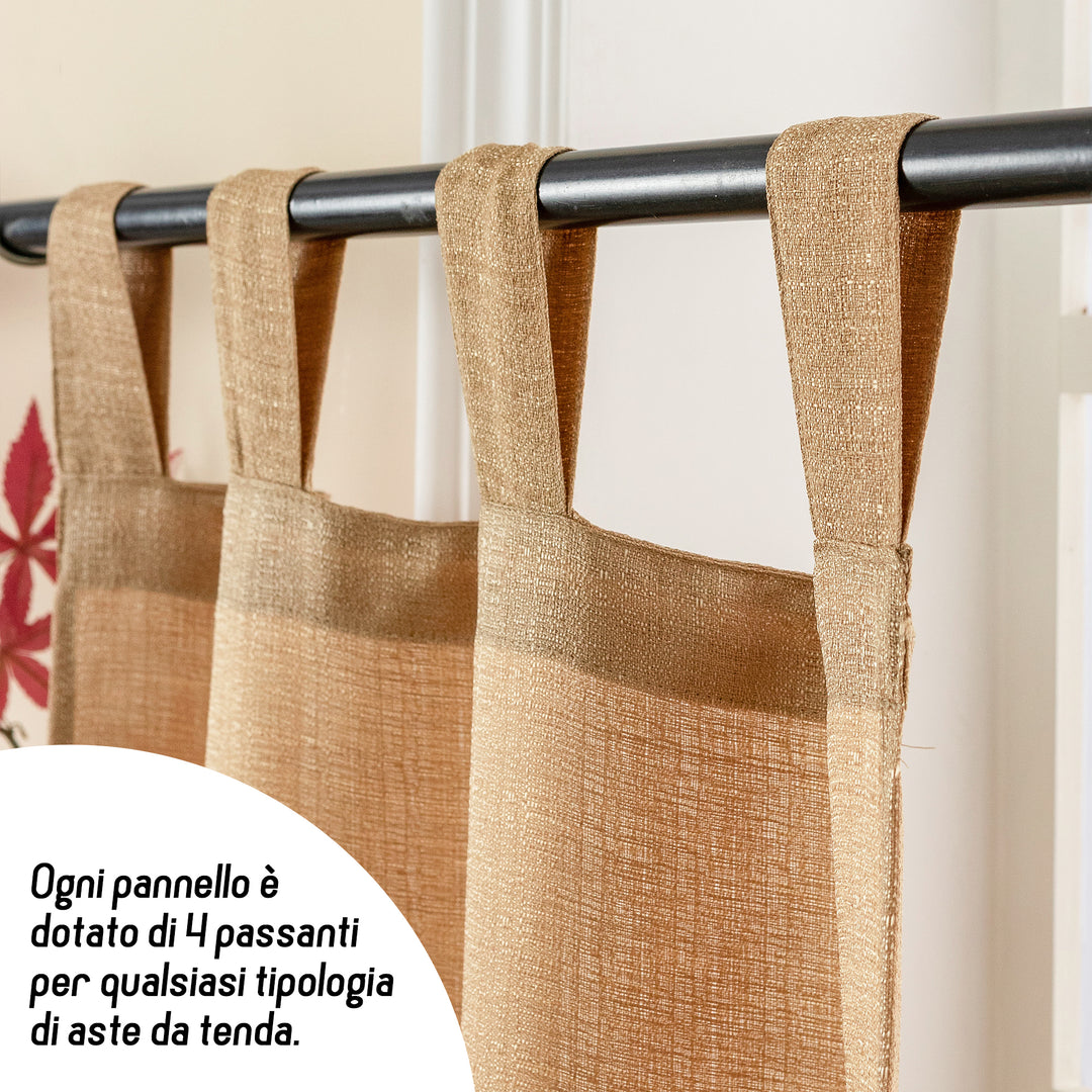 COPPIA TENDE SEMI COPRENTI IN TINTA UNITA 2X70X235CM OCRA