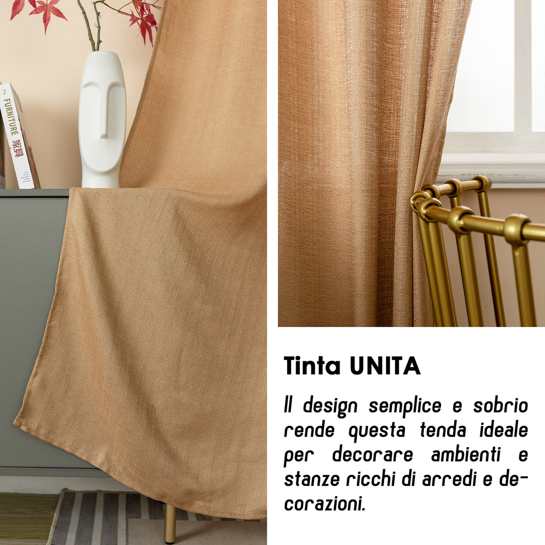 Tende Semi Filtranti In Simil Lino Naturale - Coppia 55x150cm Con Tasca Per Asta - Foto 7