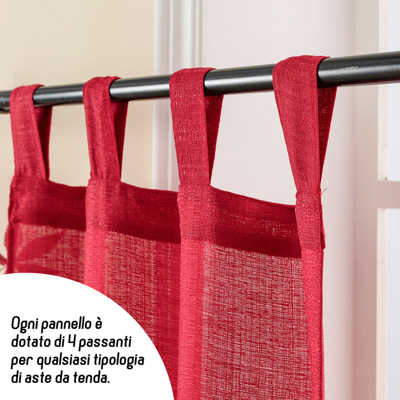 COPPIA TENDE SEMI COPRENTI IN TINTA UNITA 2X70X235CM ROSSO