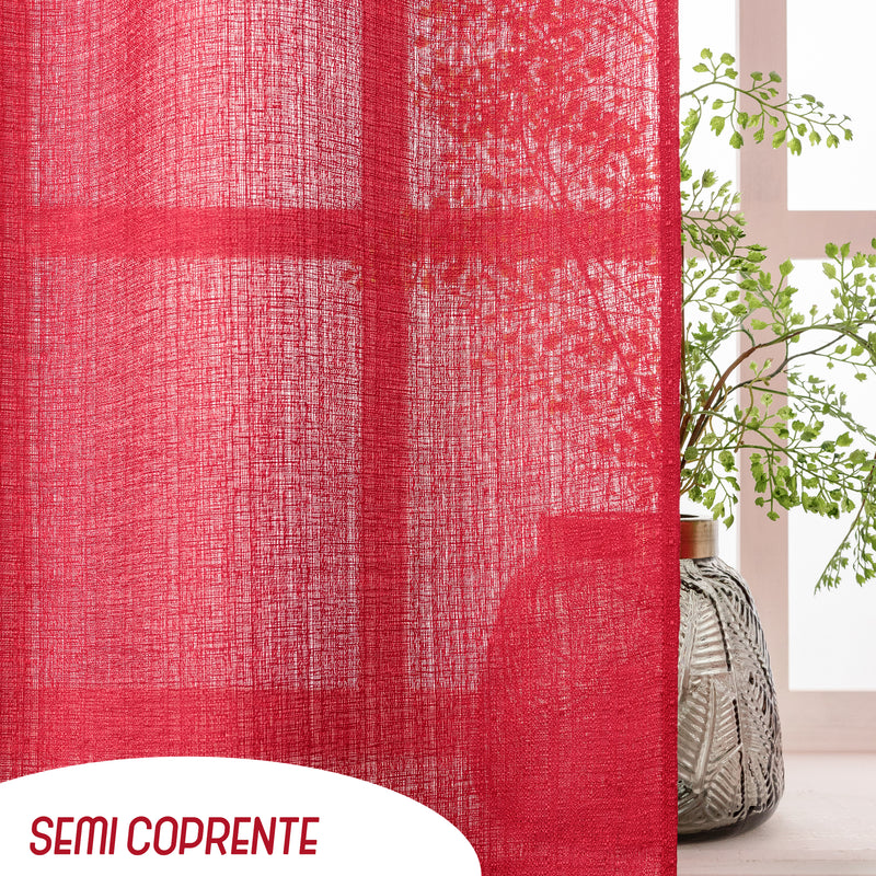 COPPIA TENDE SEMI COPRENTI IN TINTA UNITA 2X70X235CM ROSSO