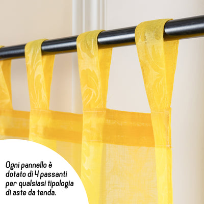 COPPIA TENDE FILTRANTI FANTASIA NATURA TONO SU TONO 2X70X235CM GIALLO