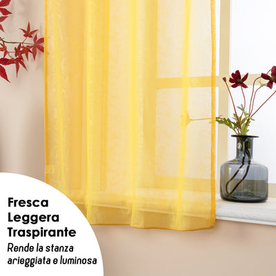 COPPIA TENDE FILTRANTI FANTASIA NATURA TONO SU TONO 2X70X145CM GIALLO