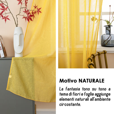 COPPIA TENDE FILTRANTI FANTASIA NATURA TONO SU TONO 2X70X235CM GIALLO