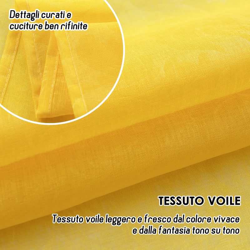 COPPIA TENDE FILTRANTI FANTASIA NATURA TONO SU TONO 2X70X145CM GIALLO