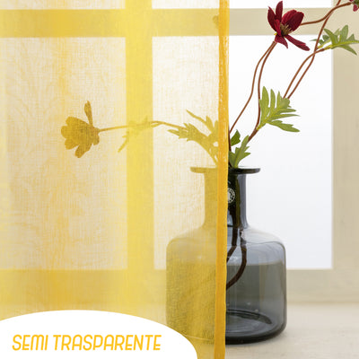 COPPIA TENDE FILTRANTI FANTASIA NATURA TONO SU TONO 2X70X235CM GIALLO