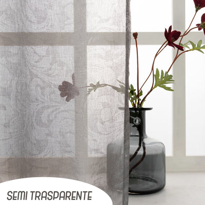 COPPIA TENDE FILTRANTI FANTASIA NATURA TONO SU TONO 2X70X145CM GRIGIO