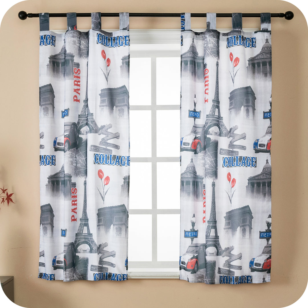 COPPIA TENDE SEMI COPRENTI STAMPA VINTAGE 2X70X145CM PARIGI