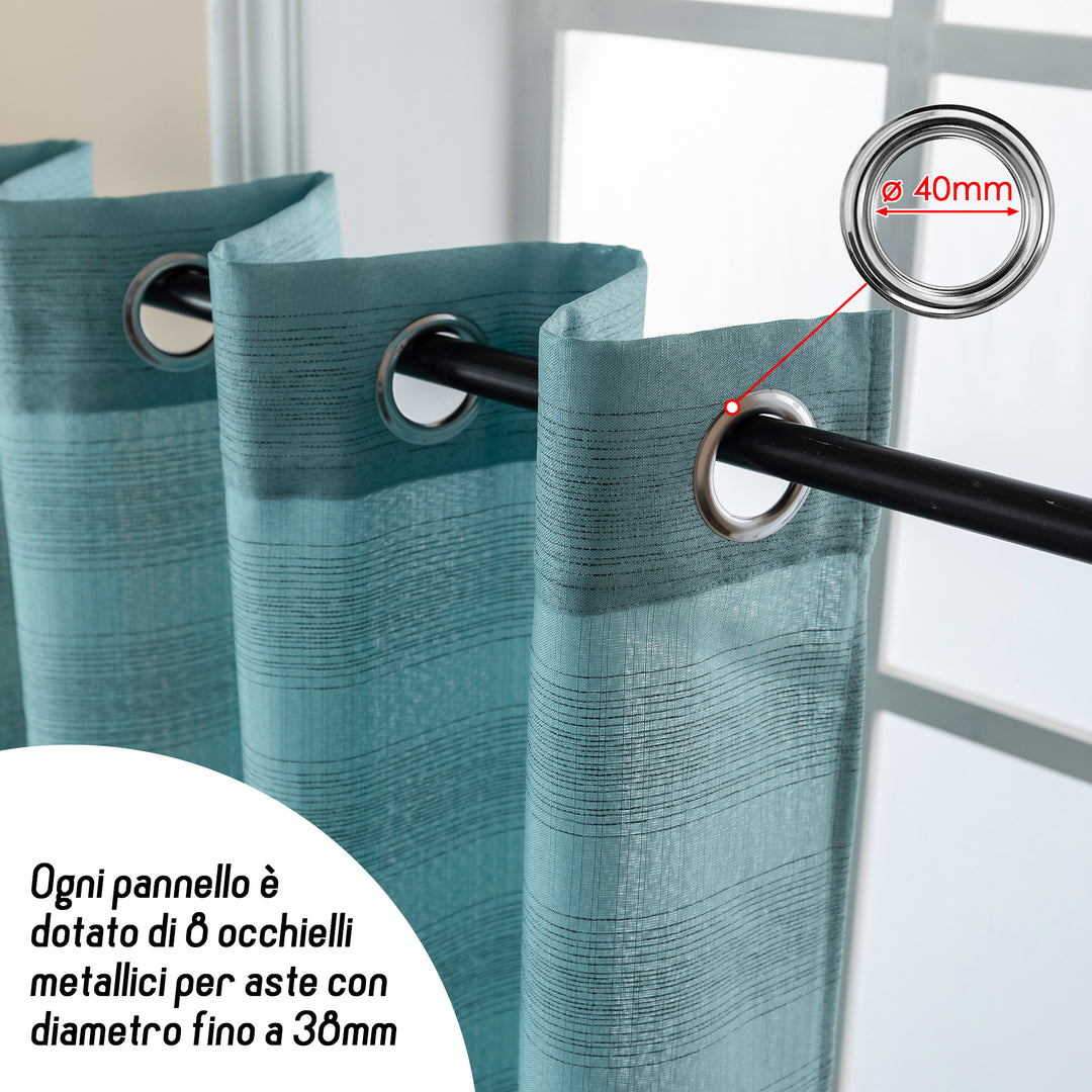 TENDA SEMI COPRENTE MOTIVO A RIGHE 1 PANNELLO 140X285CM CELESTE