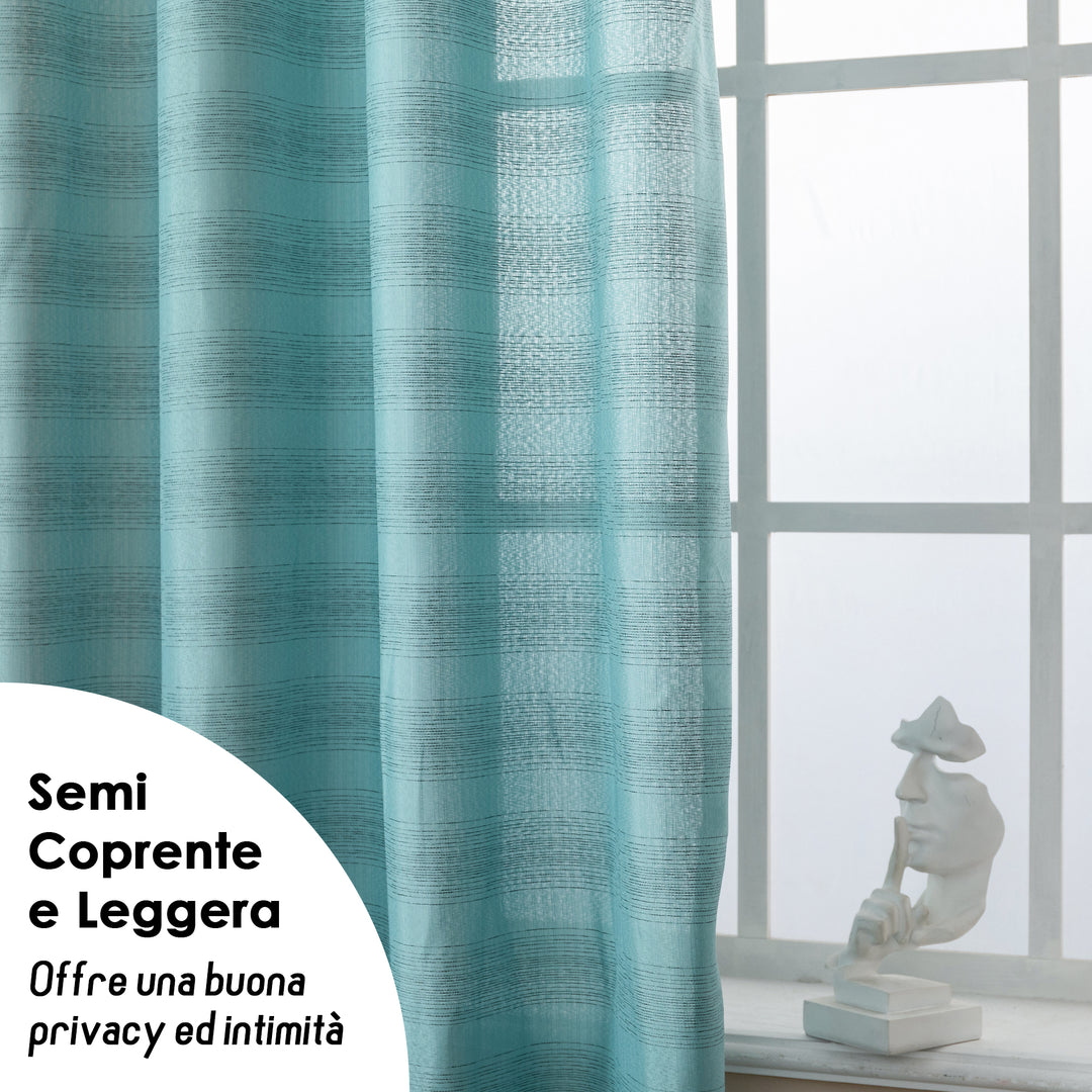 TENDA SEMI COPRENTE MOTIVO A RIGHE 1 PANNELLO 140X285CM CELESTE