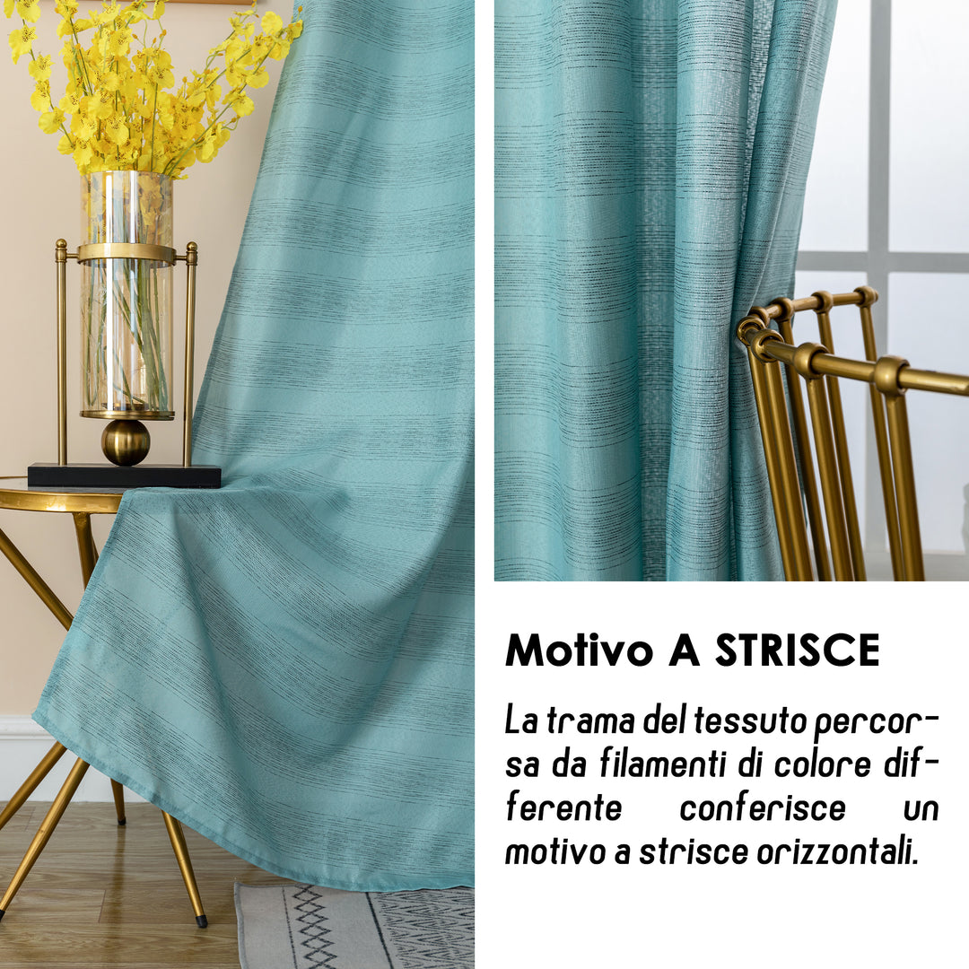 TENDA SEMI COPRENTE MOTIVO A RIGHE 1 PANNELLO 140X285CM CELESTE