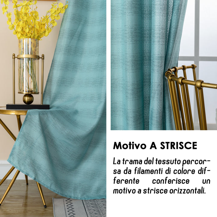 TENDA SEMI COPRENTE MOTIVO A RIGHE 1 PANNELLO 140X285CM CELESTE