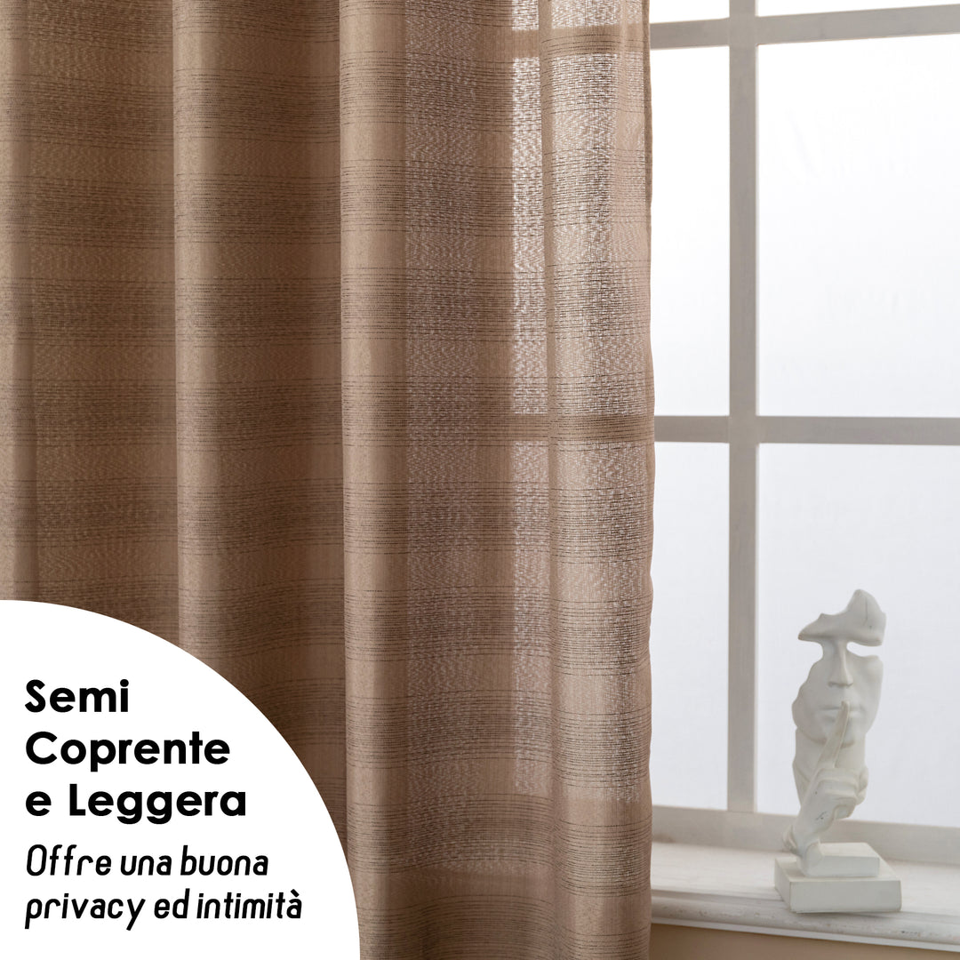 TENDA SEMI COPRENTE MOTIVO A RIGHE 1 PANNELLO 140X285CM MARRONE