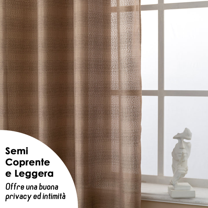 TENDA SEMI COPRENTE MOTIVO A RIGHE 1 PANNELLO 140X285CM MARRONE