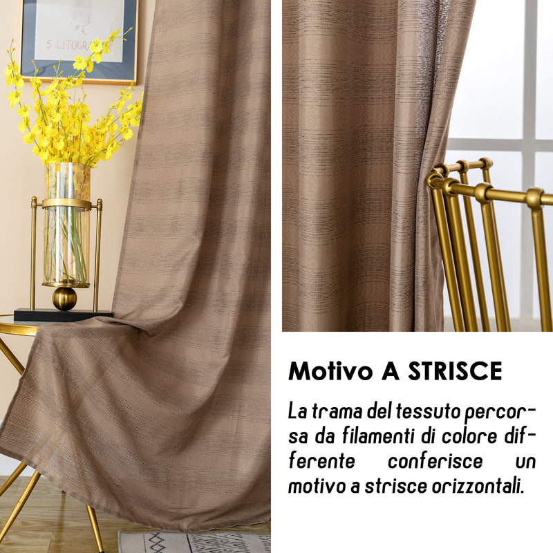 TENDA SEMI COPRENTE MOTIVO A RIGHE 140X285CM MARRONE