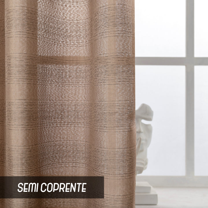 TENDA SEMI COPRENTE MOTIVO A RIGHE 1 PANNELLO 140X285CM MARRONE