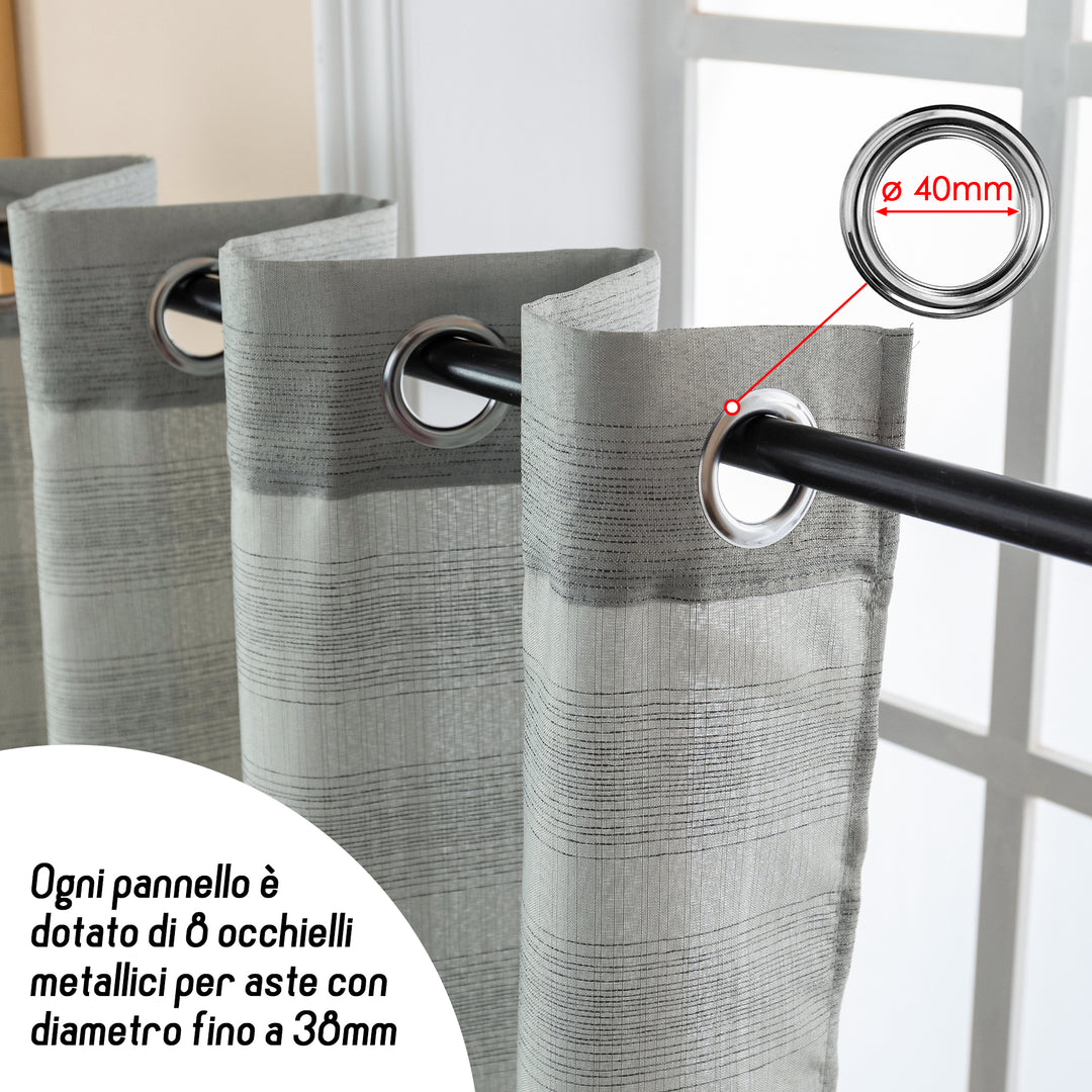TENDA SEMI COPRENTE MOTIVO A RIGHE 1 PANNELLO 140X285CM GRIGIO