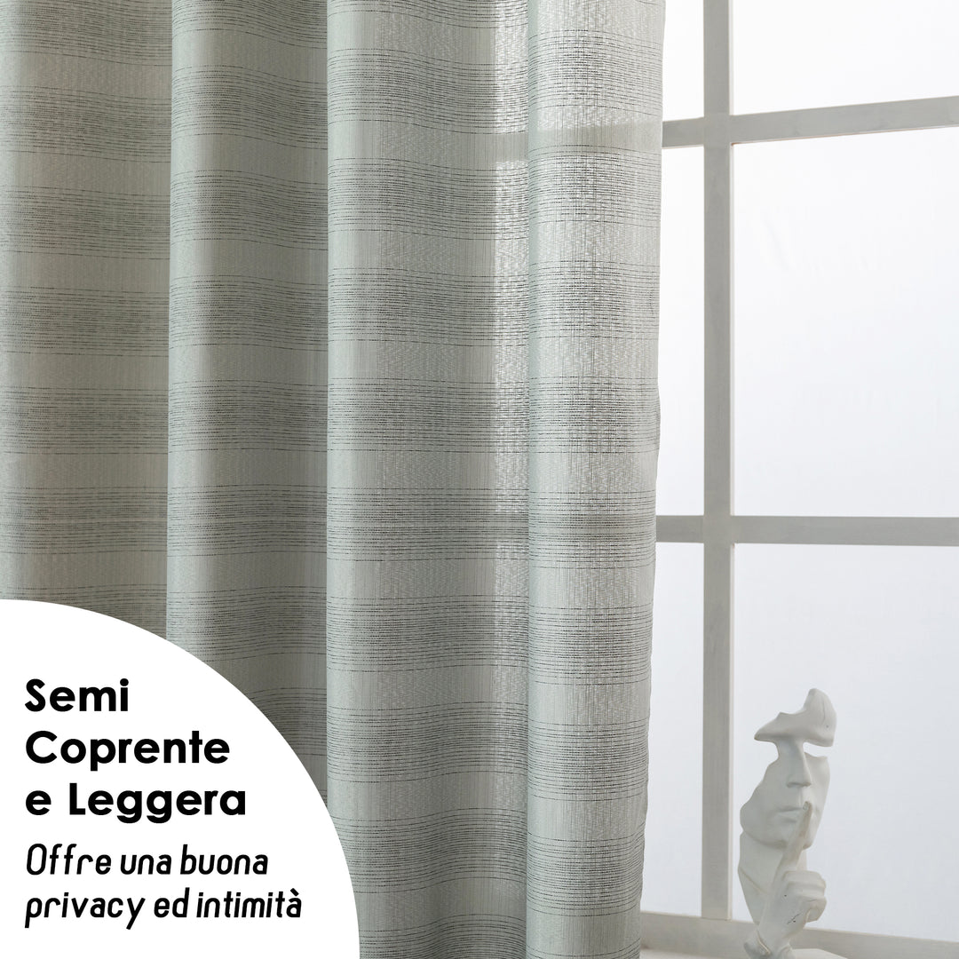 TENDA SEMI COPRENTE MOTIVO A RIGHE 1 PANNELLO 140X285CM GRIGIO