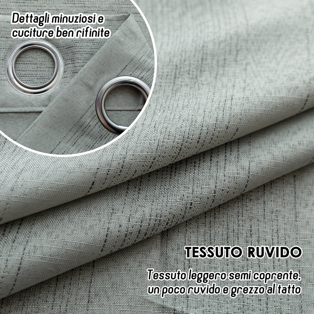 TENDA SEMI COPRENTE MOTIVO A RIGHE 1 PANNELLO 140X285CM GRIGIO