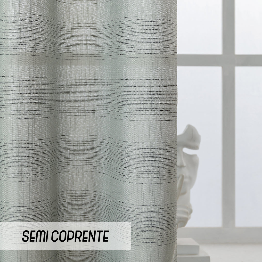 TENDA SEMI COPRENTE MOTIVO A RIGHE 1 PANNELLO 140X285CM GRIGIO