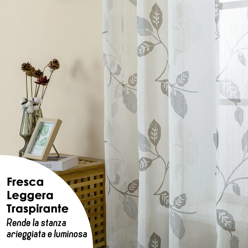 TENDA FILTRANTE FANTASIA CINQUEFOGLIE 140X280CM GRIGIO