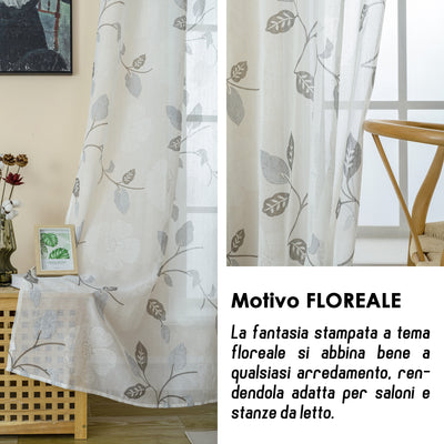 TENDA FILTRANTE FANTASIA CINQUEFOGLIE 140X280CM GRIGIO