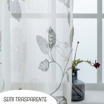 TENDA FILTRANTE FANTASIA CINQUEFOGLIE 140X280CM GRIGIO