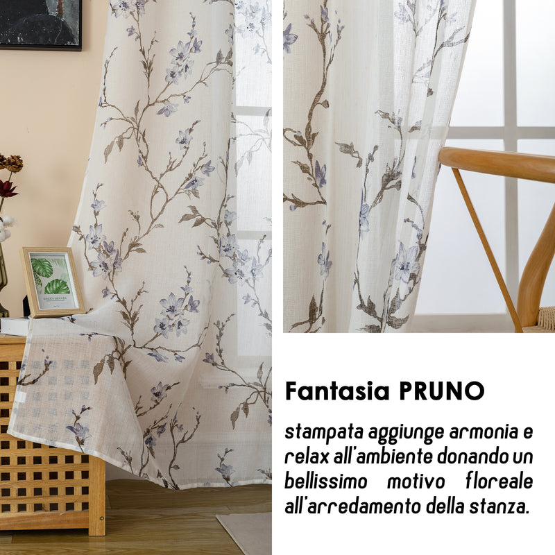 TENDA FILTRANTE FANTASIA FLOREALE PRUNO 140X285CM VIOLETTO