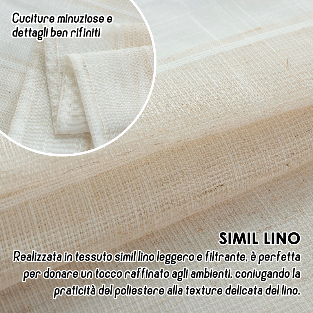 TENDA FILTRANTE IN SIMIL LINO 1 PANNELLO 140X285CM BEIGE