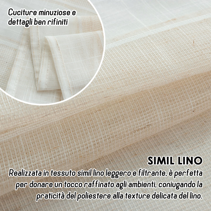 TENDA FILTRANTE IN SIMIL LINO 1 PANNELLO 140X285CM BEIGE