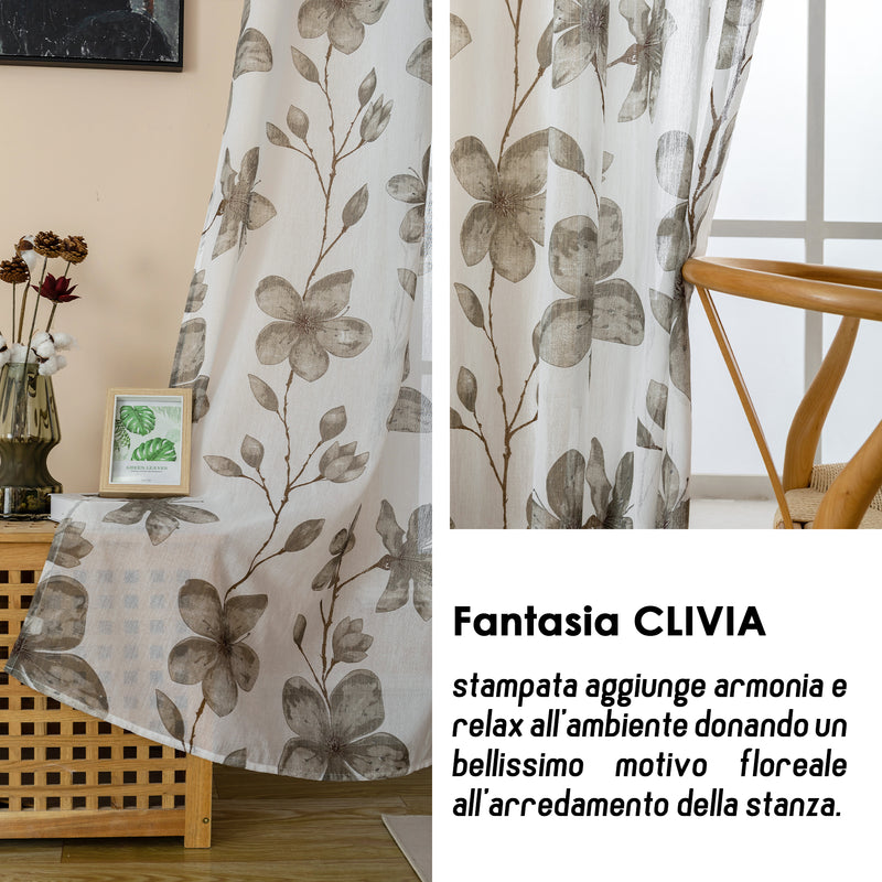 TENDA FILTRANTE FANTASIA CLIVIA 140X285CM TORTORA