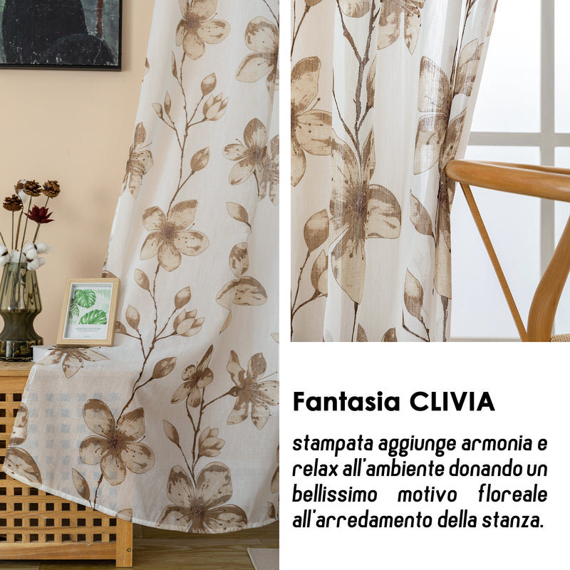 TENDA FILTRANTE FANTASIA CLIVIA 140X285CM MARRONE