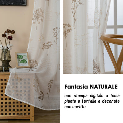 TENDA FILTRANTE EFFETTO LINO FANTASIA NATURA 140X280CM MARRONE+BEIGE