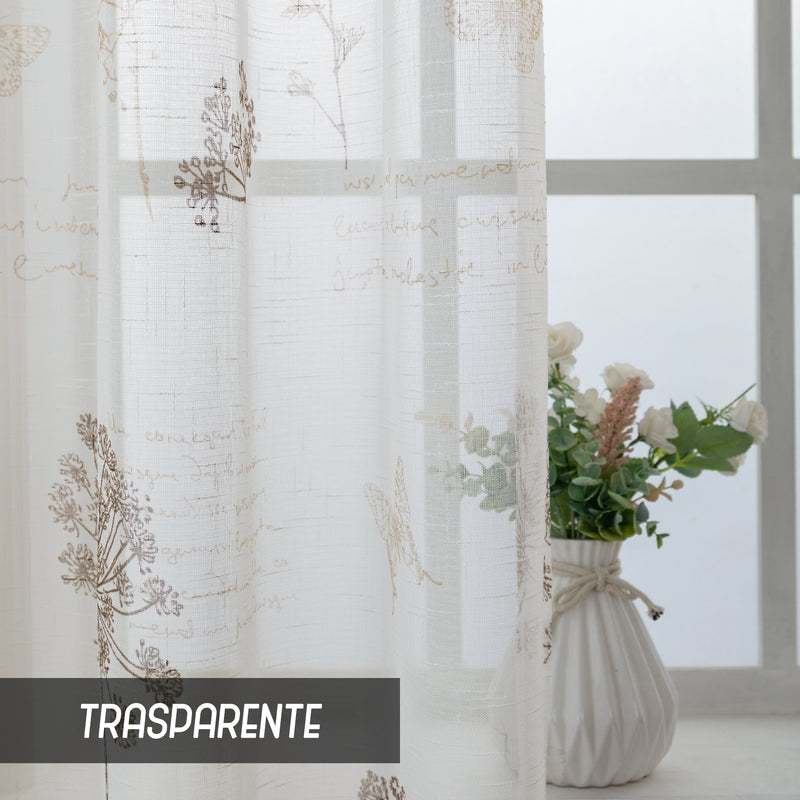 TENDA FILTRANTE EFFETTO LINO FANTASIA NATURA 140X280CM MARRONE+BEIGE