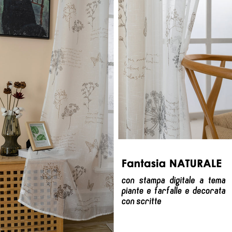 TENDA FILTRANTE EFFETTO LINO FANTASIA NATURA 140X280CM GRIGIO+TORTORA